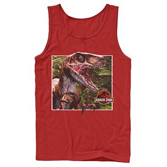 Men's Jurassic Park Raptor Coming Out Of Forest Tank Top