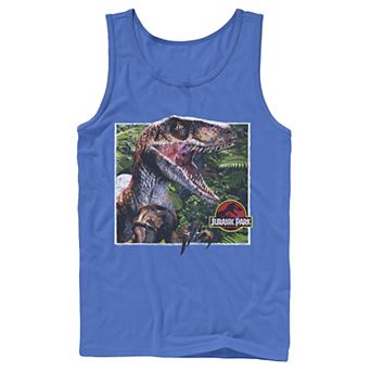 Men's Jurassic Park Raptor Coming Out Of Forest Tank Top