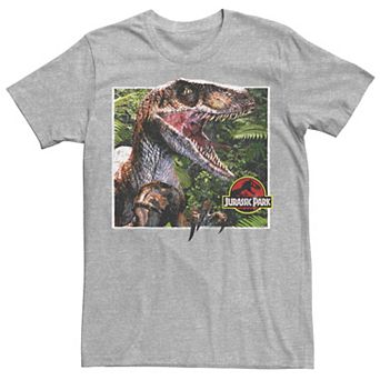 Men's Jurassic Park Raptor Coming Out Of Forest Graphic Tee