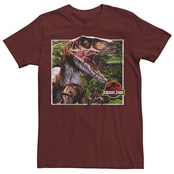 Men's Jurassic Park Raptor Coming Out Of Forest Graphic Tee