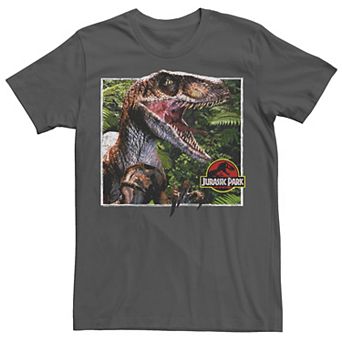 Men's Jurassic Park Raptor Coming Out Of Forest Graphic Tee