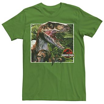 Men's Jurassic Park Raptor Coming Out Of Forest Graphic Tee