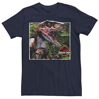 Men's Jurassic Park Raptor Coming Out Of Forest Graphic Tee