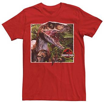 Men's Jurassic Park Raptor Coming Out Of Forest Graphic Tee