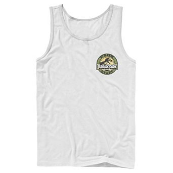 Men's Jurassic Park Staff Logo Pocket Patch Graphic Tank Top