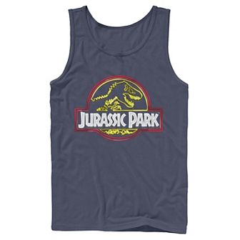 Men's Jurassic Park Neon Sign Fossil Logo Tank Top