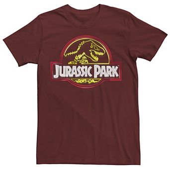Mens Jurassic Park Neon Sign Fossil Logo Tee