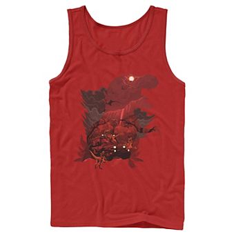 Mens Jurassic Park T-Rex Red Safari Collage Tank Top