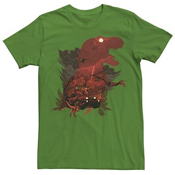 Men's Jurassic Park T-Rex Red Safari Collage Graphic Tee