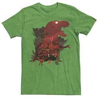 Men's Jurassic Park T-Rex Red Safari Collage Graphic Tee
