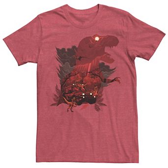 Men's Jurassic Park T-Rex Red Safari Collage Graphic Tee