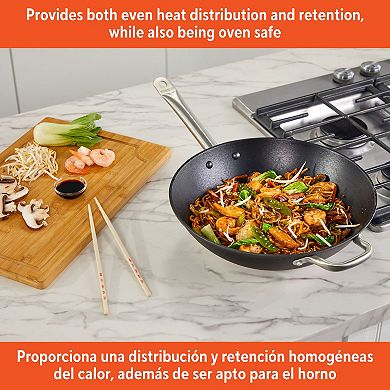 IMUSA 14-in. Black Wok with Stainless Steel Handles