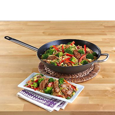 IMUSA 14-in. Black Wok with Stainless Steel Handles