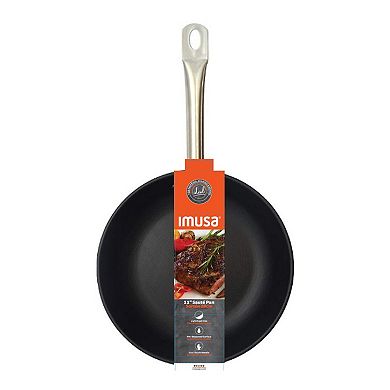 IMUSA 11-inch Cast Iron Black Saute Pan with Stainless Steel Handles