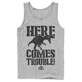 Men's Jurassic Park Here Comes Trouble Tank Top