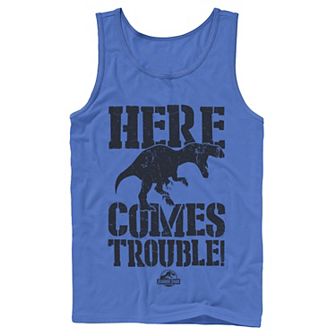 Men's Jurassic Park Here Comes Trouble Tank Top