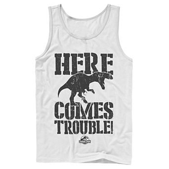 Men's Jurassic Park Here Comes Trouble Tank Top