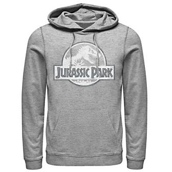 Men's Jurassic Park White Distressed Circle Logo Pullover Hoodie