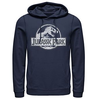 Men's Jurassic Park White Distressed Circle Logo Pullover Hoodie