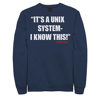 Men's Jurassic Park It's A Unix System Quote Sweatshirt