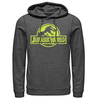 Men's Jurassic World Neon Green Classic Logo Pullover Graphic Hoodie