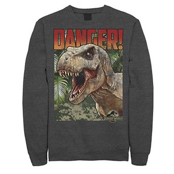 Men's Jurassic World Danger T-Rex Retro Poster Fleece Pullover