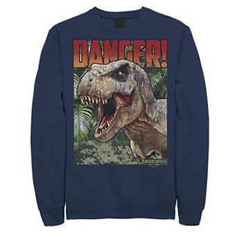 Men's Jurassic World Danger T-Rex Retro Poster Fleece Pullover