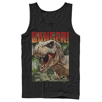 Men's Jurassic World Danger T-Rex Retro Poster Graphic Tank Top