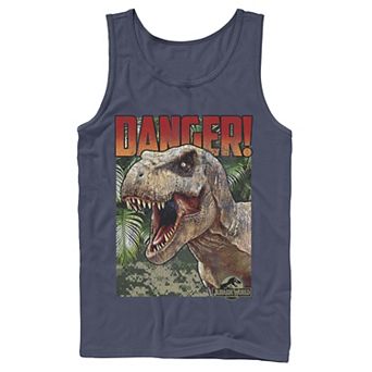Men's Jurassic World Danger T-Rex Retro Poster Graphic Tank Top