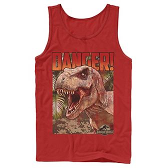 Men's Jurassic World Danger T-Rex Retro Poster Graphic Tank Top