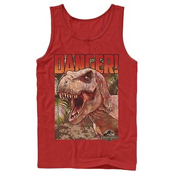 Men's Jurassic World Danger T-Rex Retro Poster Graphic Tank Top