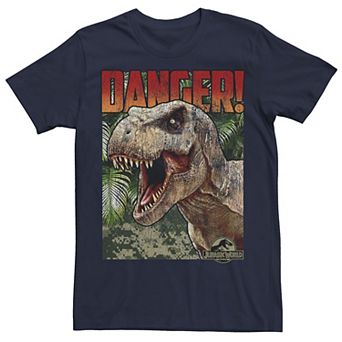 Men's Jurassic World Danger T-Rex Retro Poster Graphic Tee