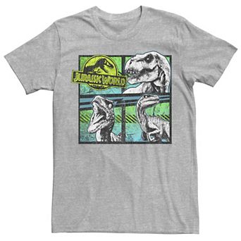 Men's Jurassic World Dinosaurs Group Of 3 Neon Graphic Tee