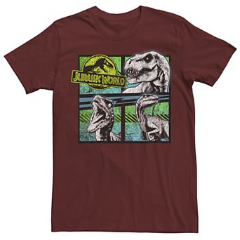 Men's Jurassic World Dinosaurs Group Of 3 Neon Graphic Tee