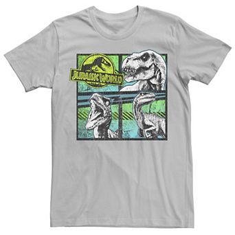 Men's Jurassic World Dinosaurs Group Of 3 Neon Graphic Tee