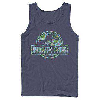 Men's Jurassic Park Tropical Tree Fill Fossil Logo Tank Top