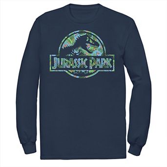 Men's Jurassic Park Tropical Tree Fill Fossil Logo Long Sleeve Tee