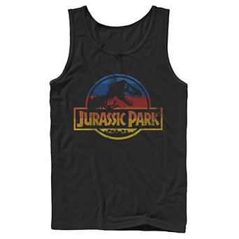 Men's Jurassic Park Retro Distressed Rainbow Logo Tank Top