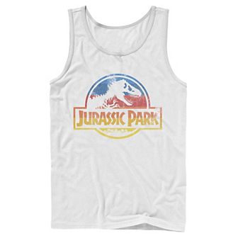 Men's Jurassic Park Retro Distressed Rainbow Logo Tank Top