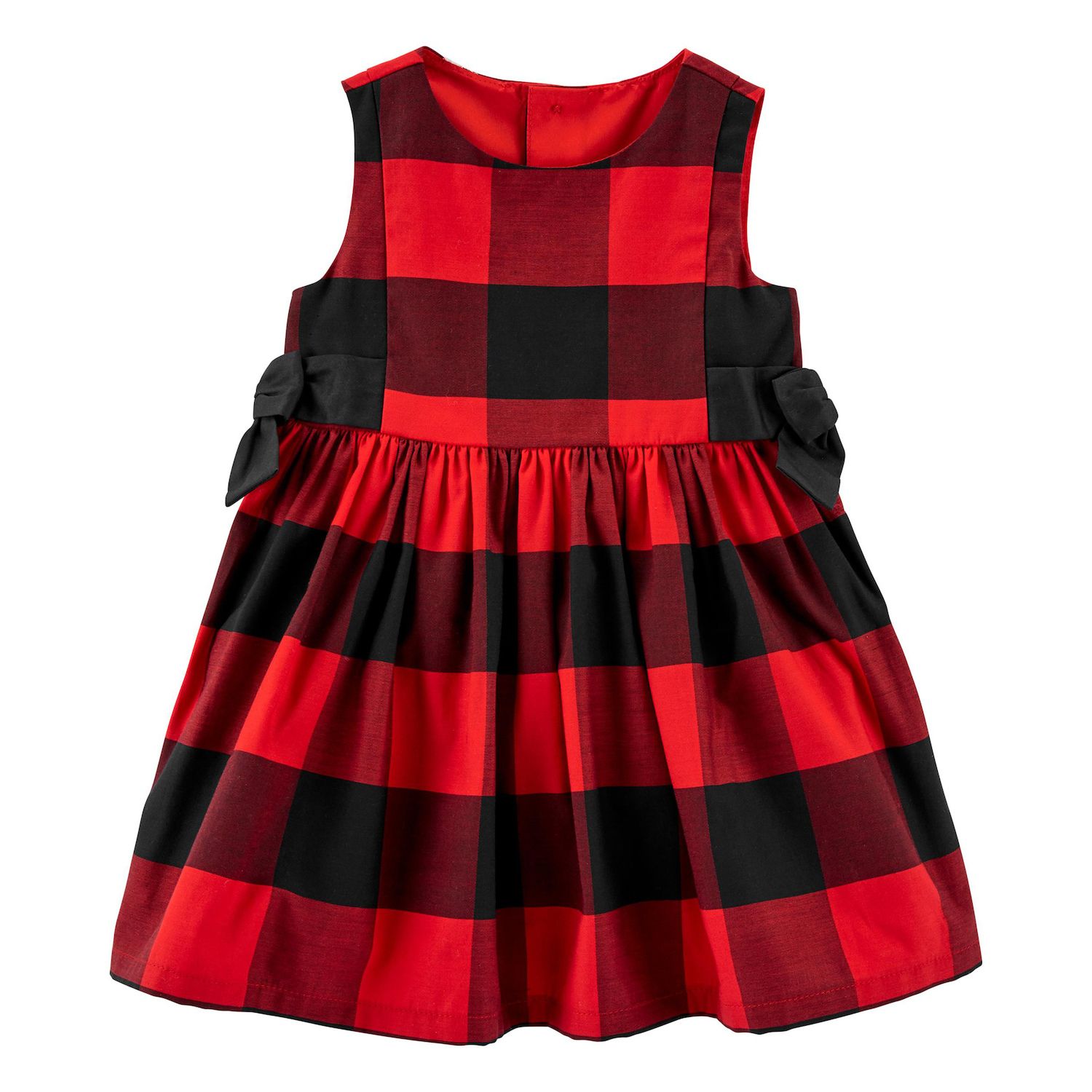 red and black check frock