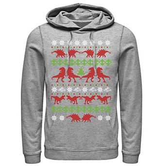 Men's Jurassic World Dino Ugly Holiday Sweater Pullover Graphic Hoodie