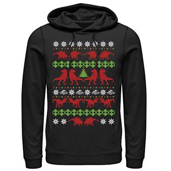 Men's Jurassic World Dino Ugly Holiday Sweater Pullover Graphic Hoodie