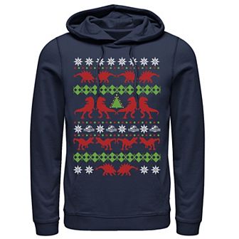 Men's Jurassic World Dino Ugly Holiday Sweater Pullover Graphic Hoodie