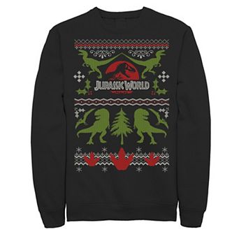 Men's Jurassic World Dinosaur Xmas Ugly Sweater Fleece Pullover
