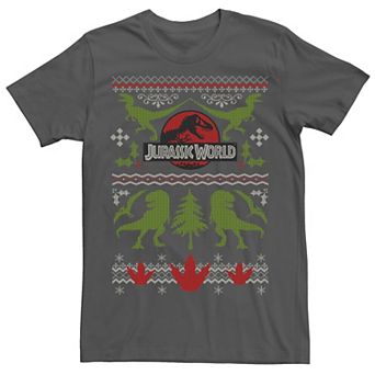 Men's Jurassic World Dinosaur Xmas Ugly Sweater Graphic Tee