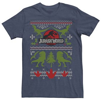Men's Jurassic World Dinosaur Xmas Ugly Sweater Graphic Tee