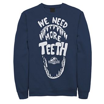 Men's Jurassic World We Need More Teeth Fleece Graphic Pullover