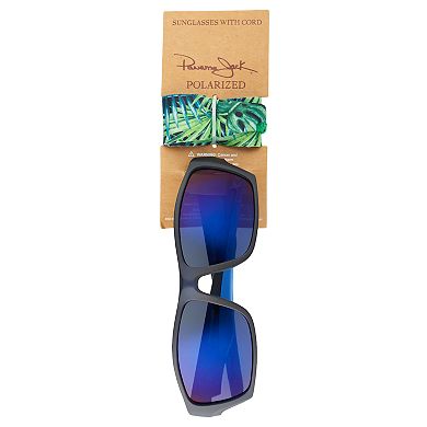 Men's Panama Jack Polarized Wrap Sunglasses with Tropical Leaf Cord