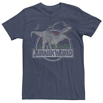 Men's Jurassic World T-Rex Dinosaurs Scene Logo Graphic Tee