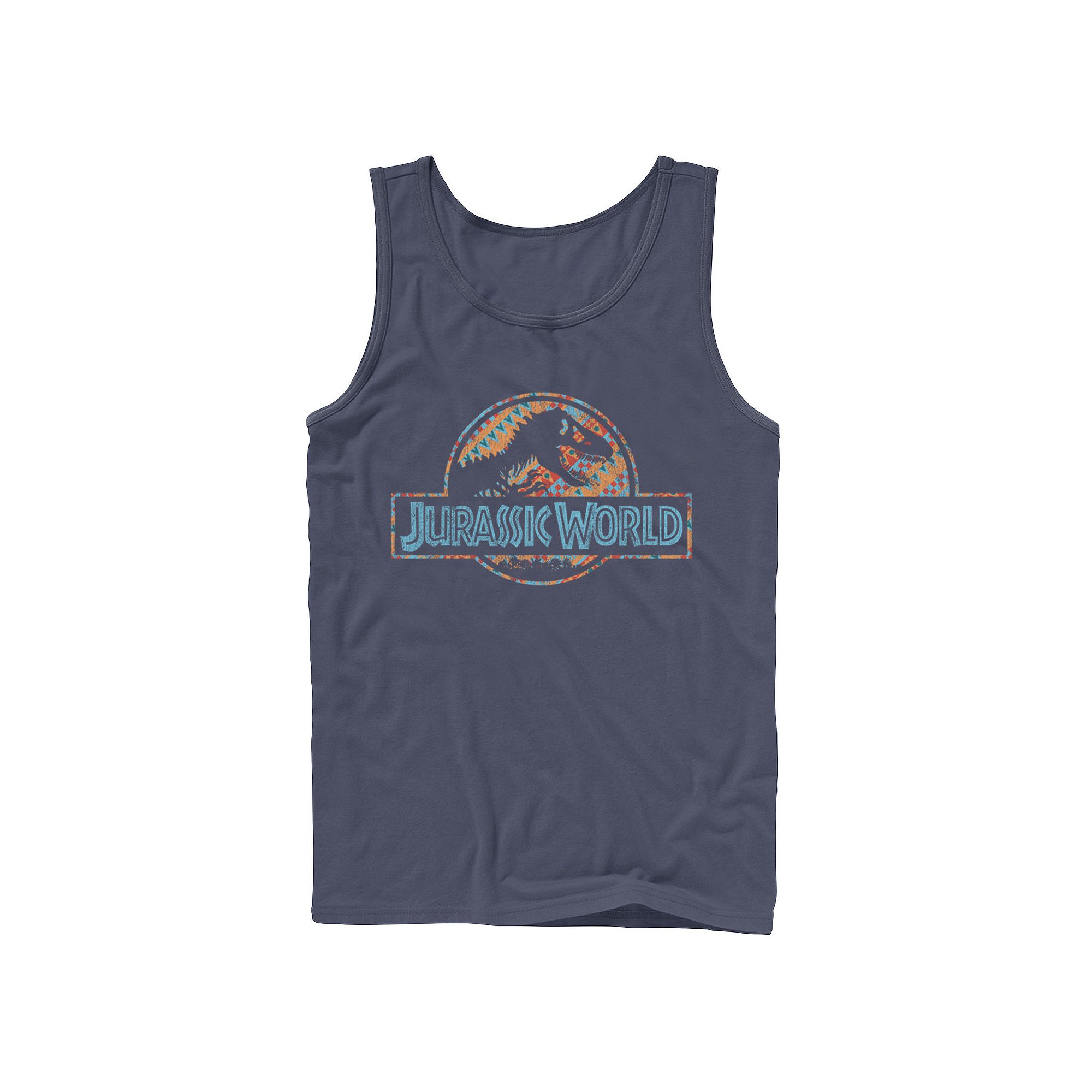 Mens Jurassic World Geometric Shape Pattern Logo Tank Top, Size: Small, Bl